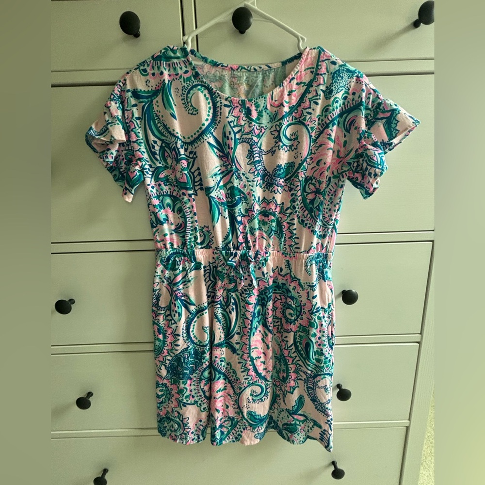 Lilly Pulitzer Girls Pink and Blue Dress with Pockets 12-14 XL